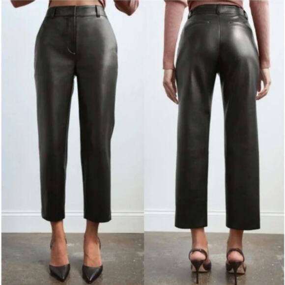 Aritzia Babaton Black Faux Leather Cropped Pants - Picture 2 of 11